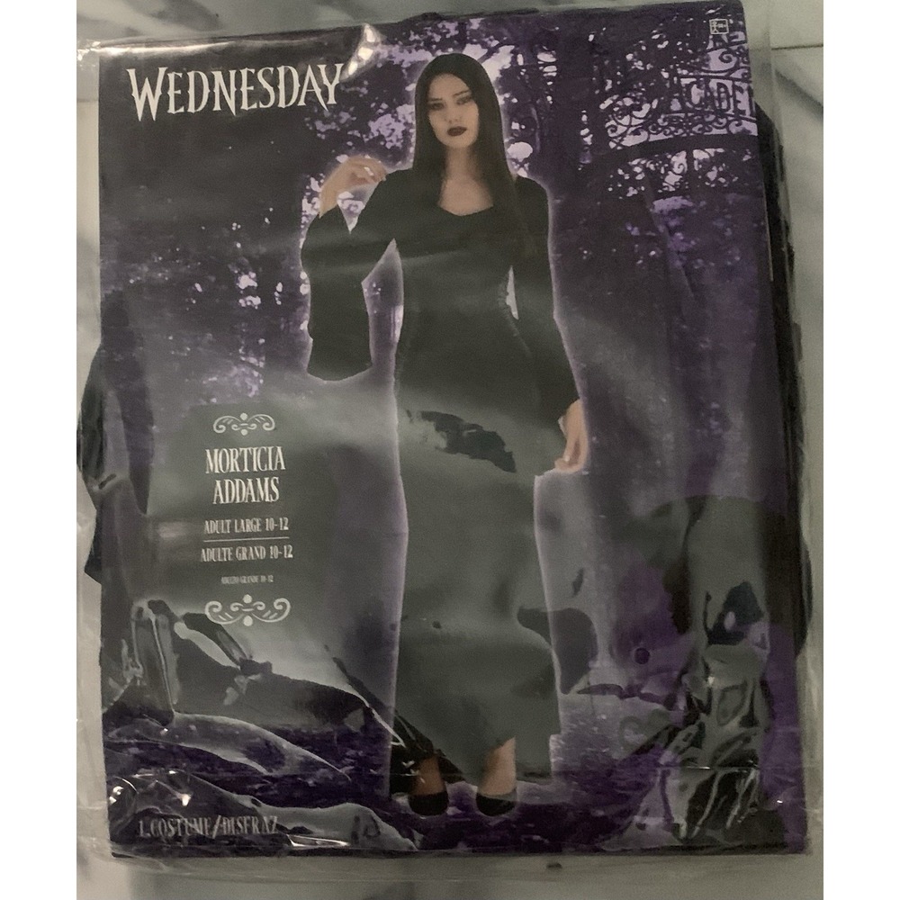 Wednesday Morticia Addams Adult Large 10-12 One Piece Dress NEW‎